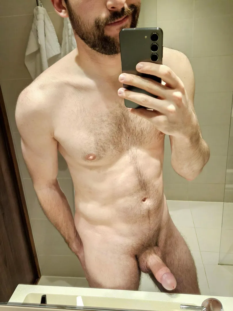 Semi in the hotel bathroom