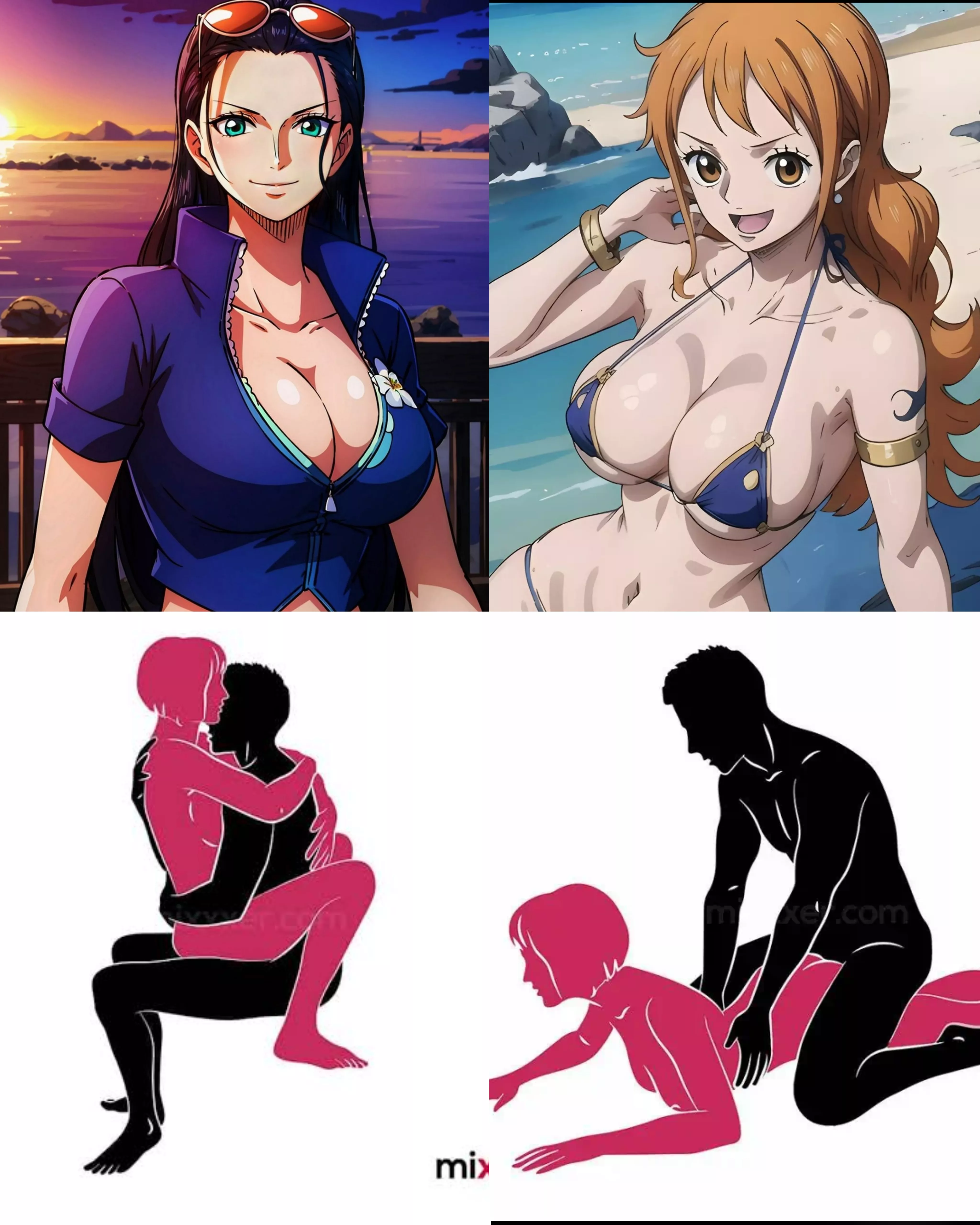 Sex position you will prefer for Nami and Robin (1) Face to Face (2) Pronebone