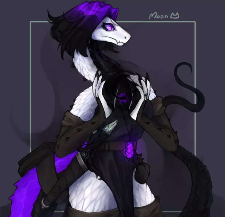 Shadowy snake gal, did this one as a custom portrait for stranger of sword city (fun game)