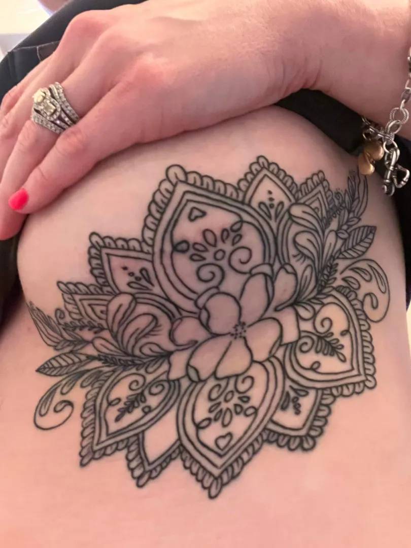 She’s doing the center after this, a tough one for her first two tattoos!