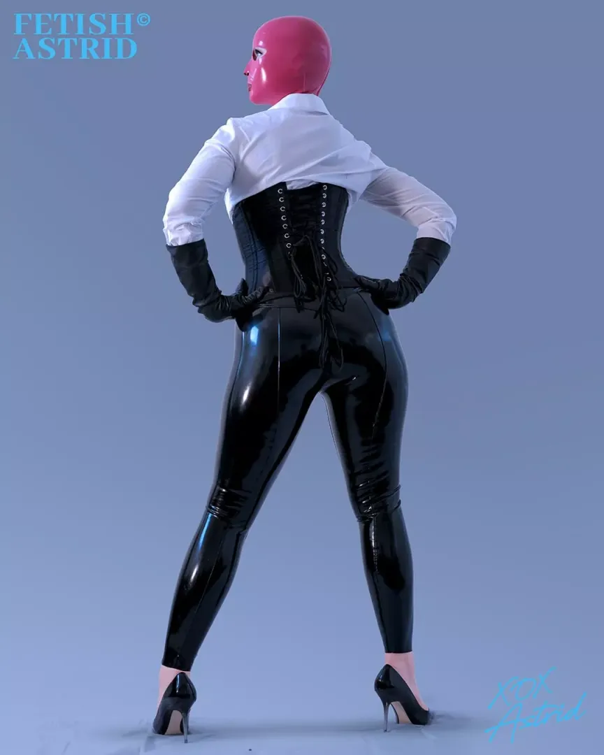 Shiny leggings, corset and white shirt
