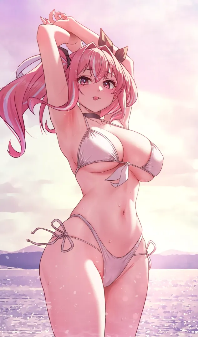 Showing off at beach