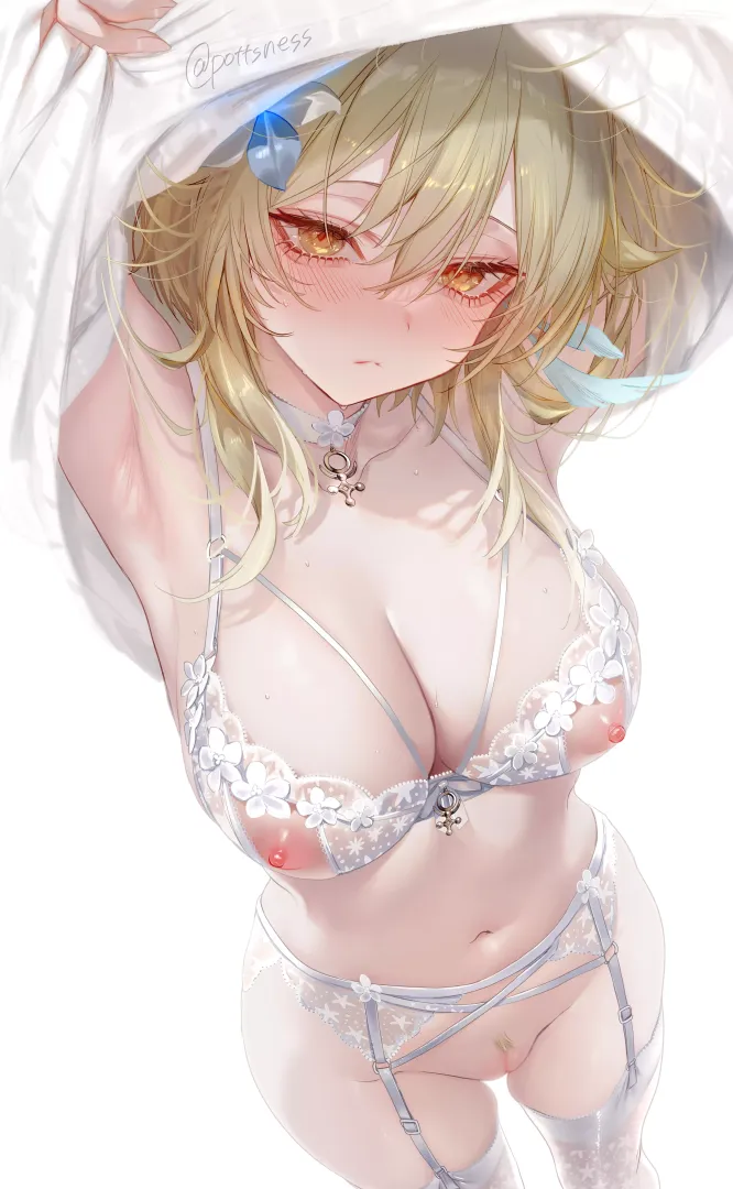Showing off her lingerie