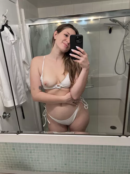 Showing off in my white bikini