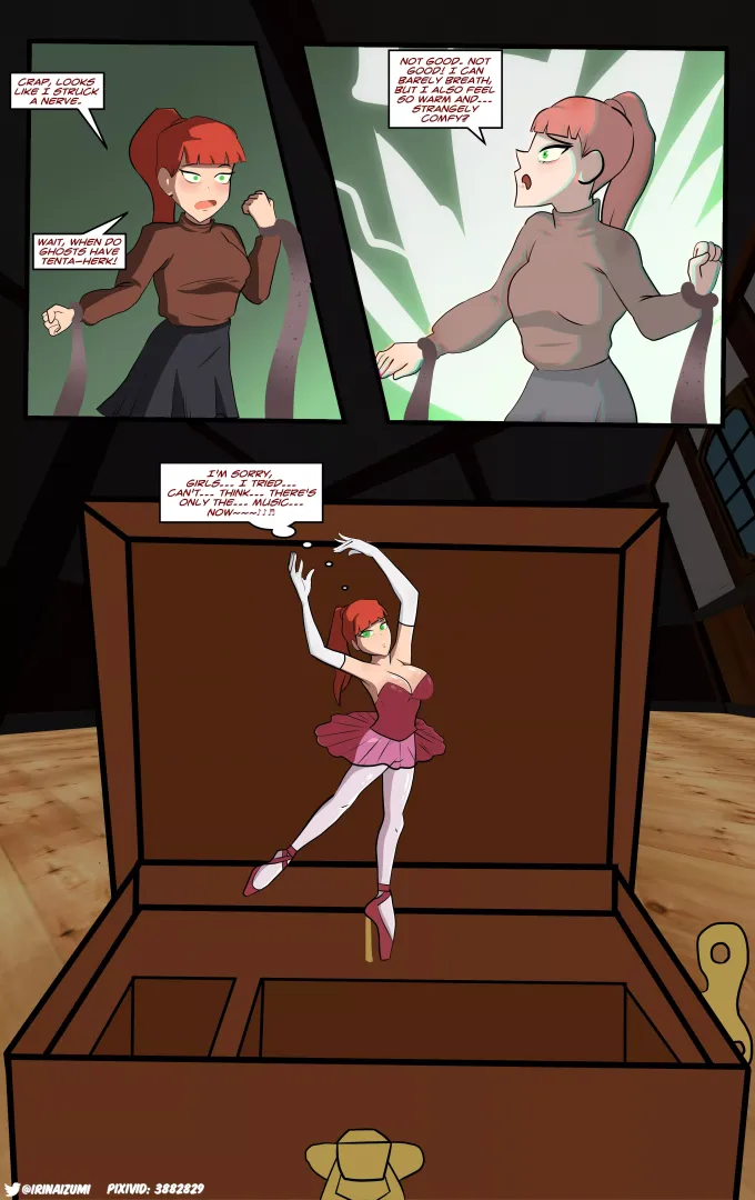Silly girl tries to face a tentacled ghost and ends up turned into a music box doll