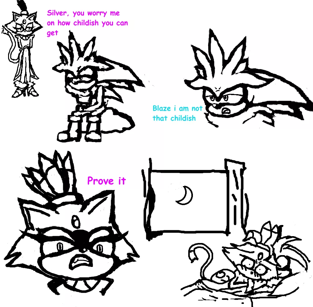 Silver proves he's not immature to Blaze (art by me)