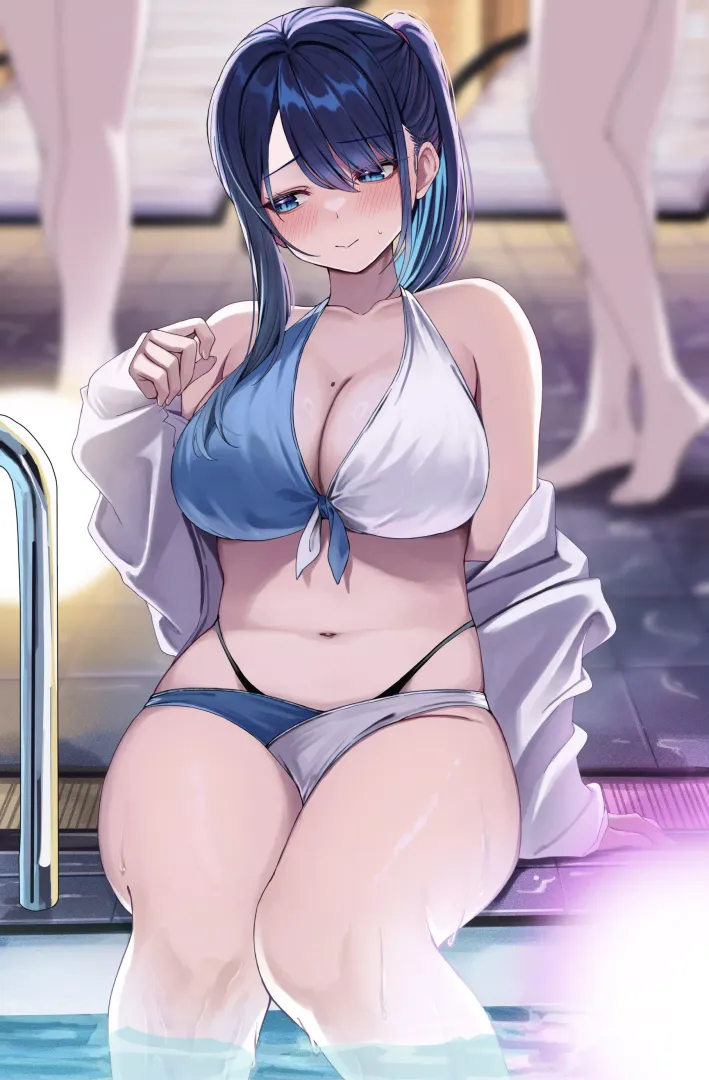 Sitting Poolside [Artist's Original]