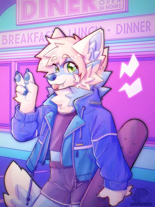 Skate and diner ~ ych for Lidema, art by me @maiathoustra