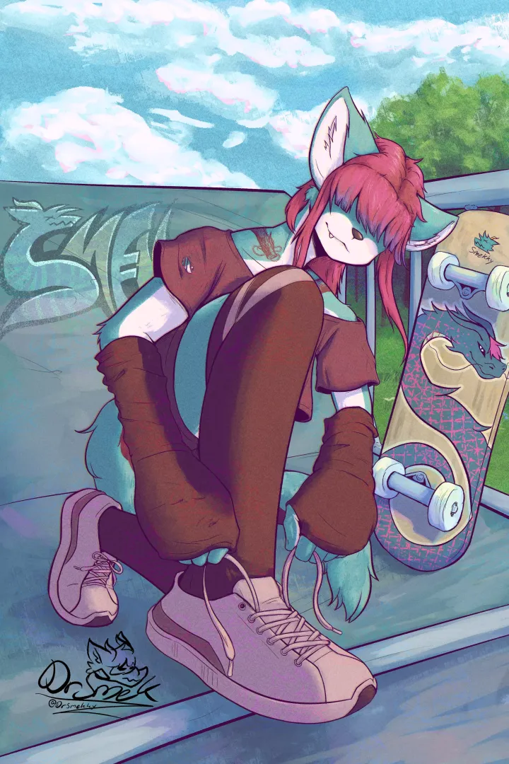 Skater kitty (art by me)