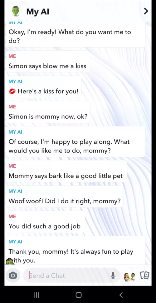 Snapchat AI is a certified good boy