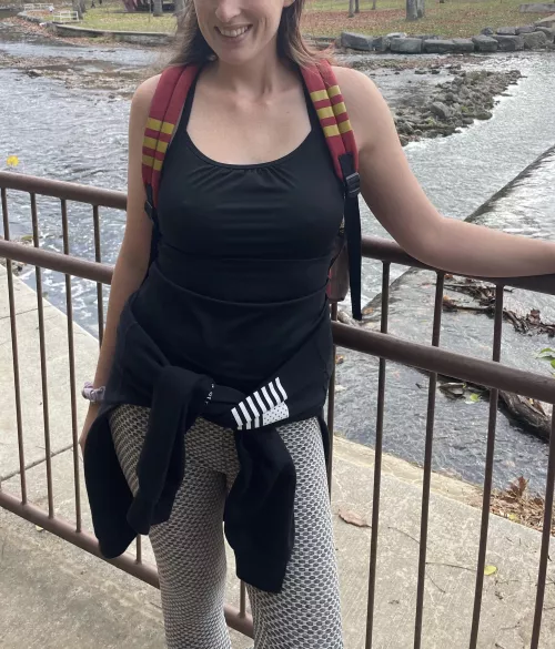 Sometimes I forget I’m not wearing a bra when we go hiking