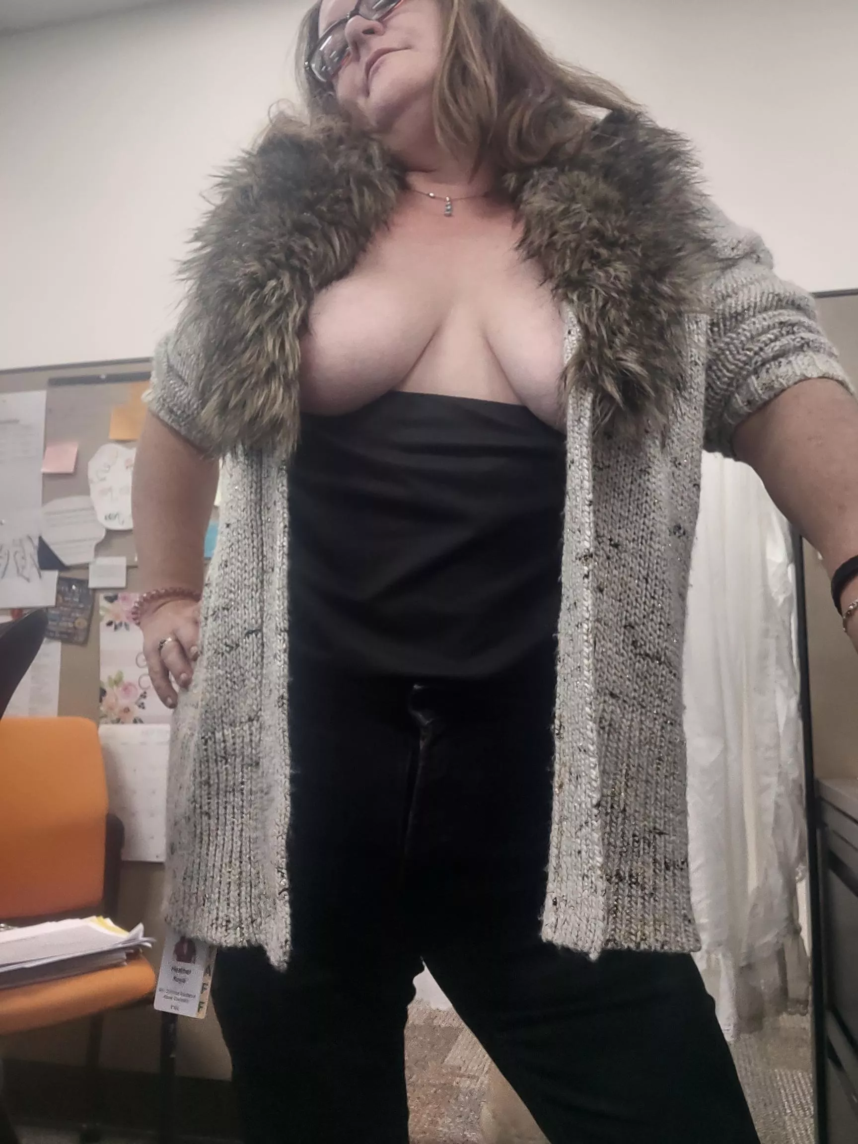 Sometimes it's the little joys in life to put a smile on your face like participating in Titty Tuesday even if you have to work. (f)