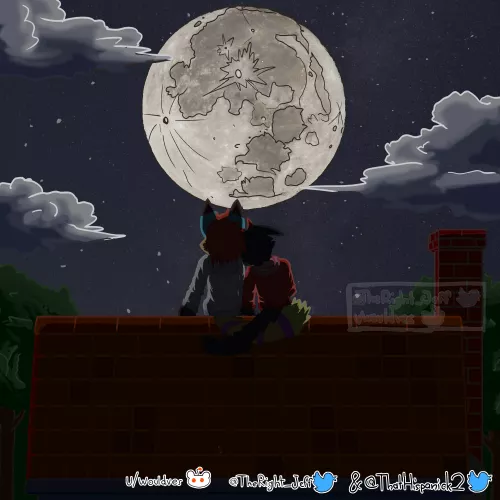 Stargazing with 💖boyfriend💖 at full moon❤✨ ( art by me @TheRight_Jeff on twitter )