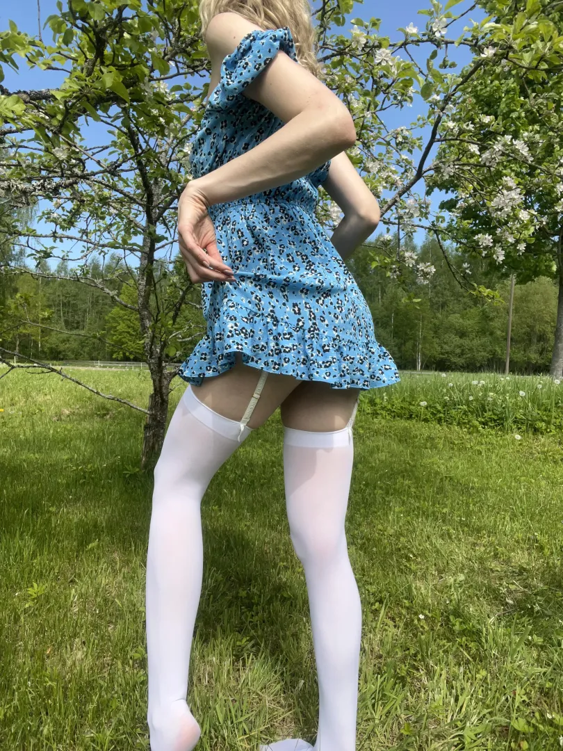 Stockings makes this dress look even better
