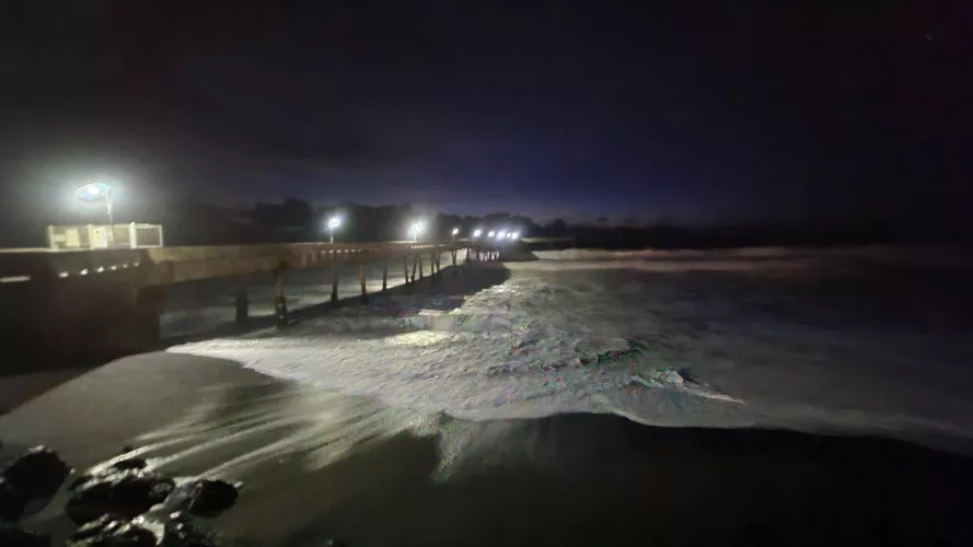 Stormy night on Sharp Park Beach Pacifica 
