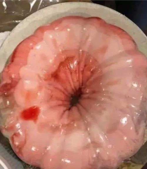 Strawberries and Cream Jello Set in Bundt Cake Pan...Probably Won't Make This Again