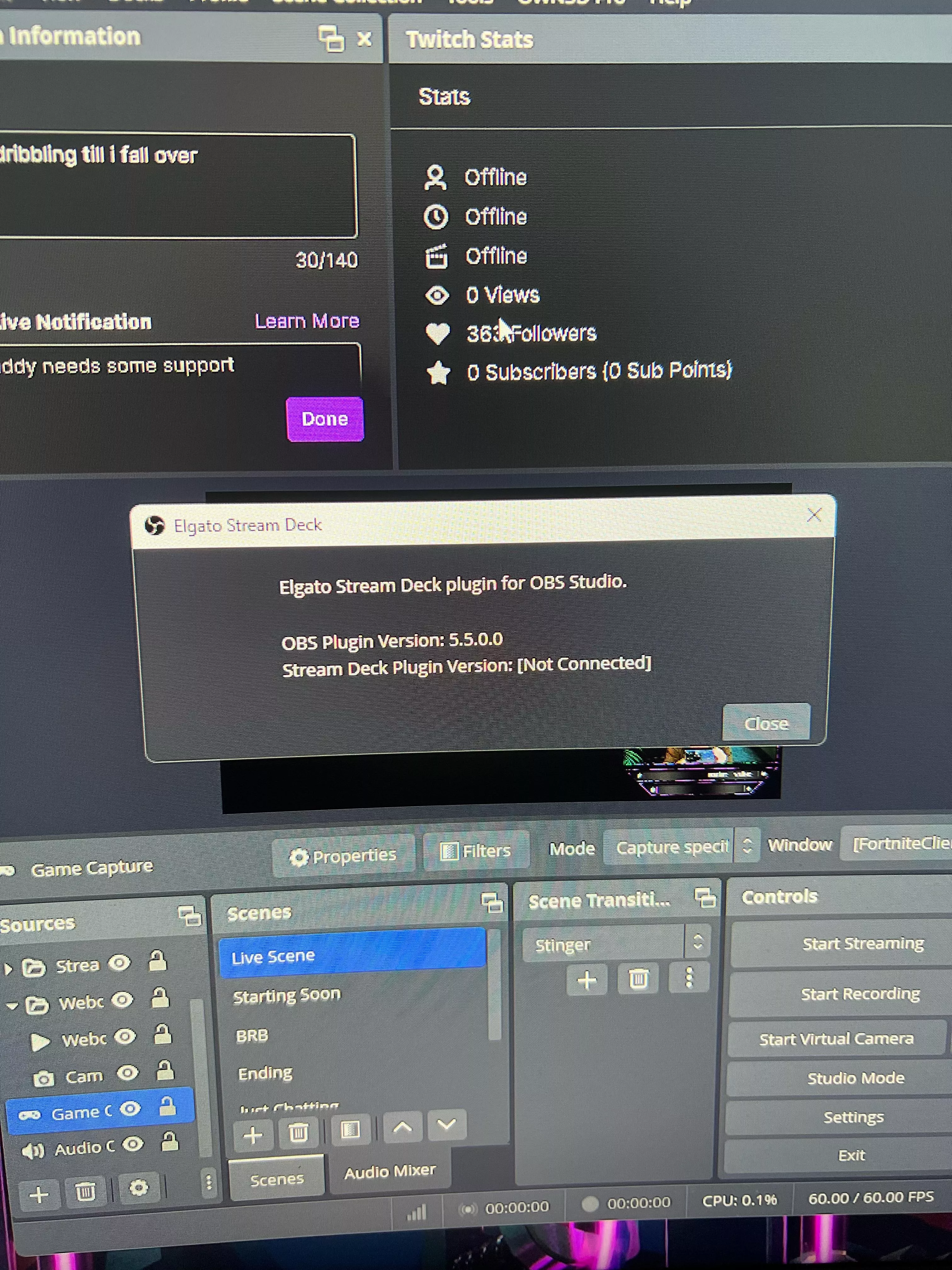StreamDeck Not Connected to OBS