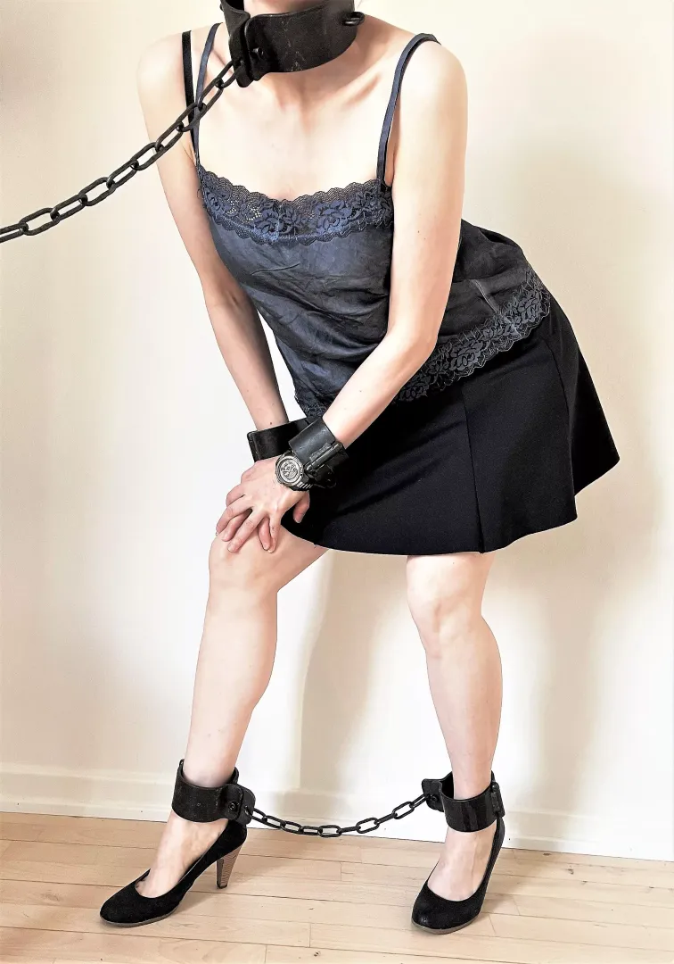 Striking a pose in my heavy metal restraints