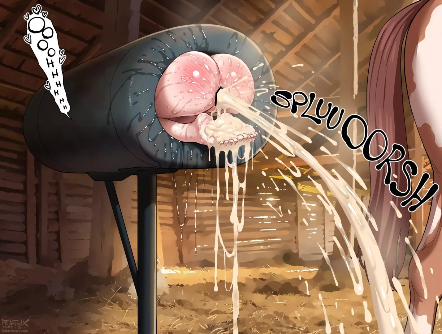 Stuck in a Breeding Mount while Semen oozing out-