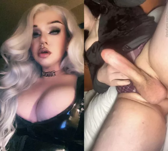 Suck my big tits, then my big dick? 🖤