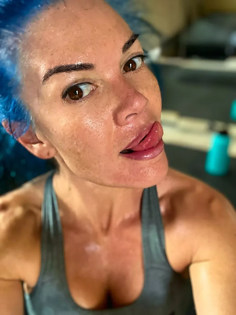 Sweaty little lip lick