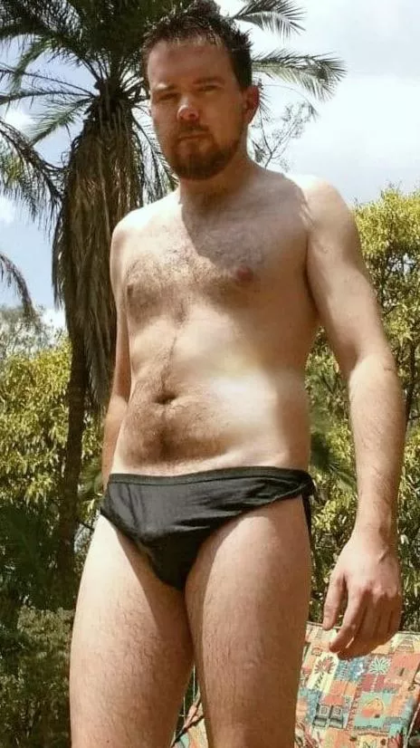 Swimming in my undies.