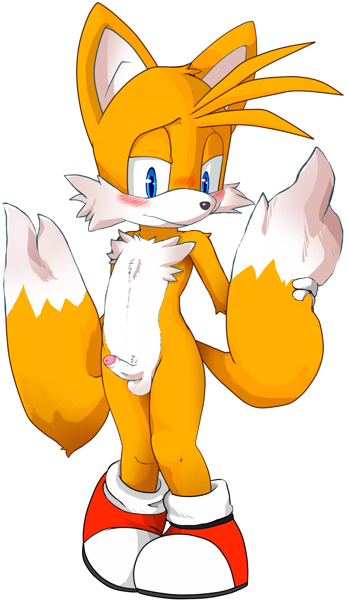 Tails hanging out with his cock 