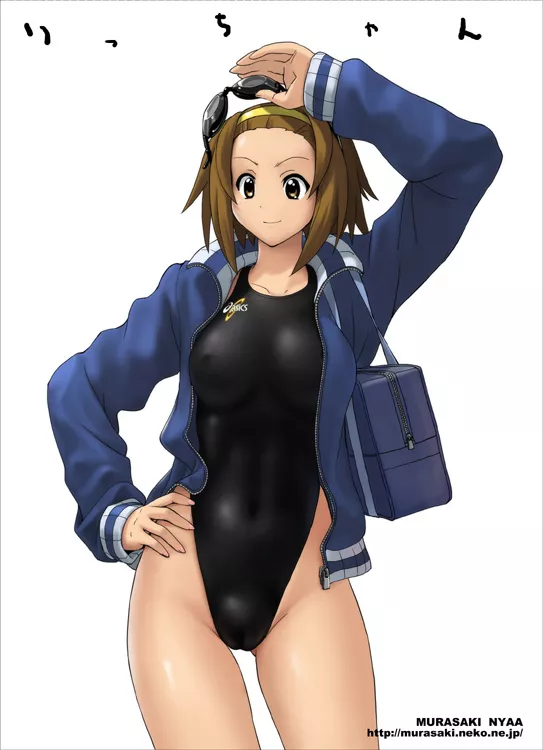 Tainaka Ritsu in ASICS Black Swimsuit [K-On] (Murasaki Nyaa)
