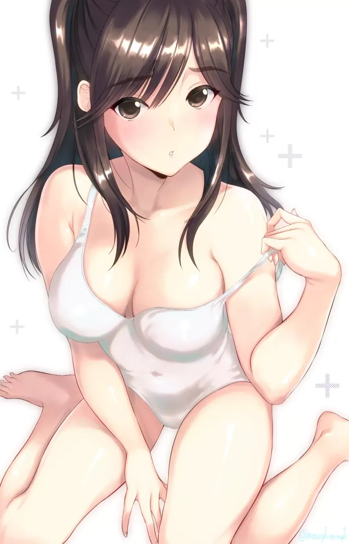 Takane Manaka Shows Off her White School Swimsuit [Love Plus] (Masaoka Misaki)