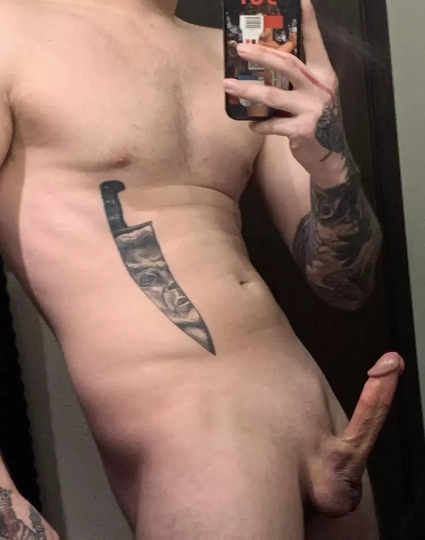 Tatted with a long cock