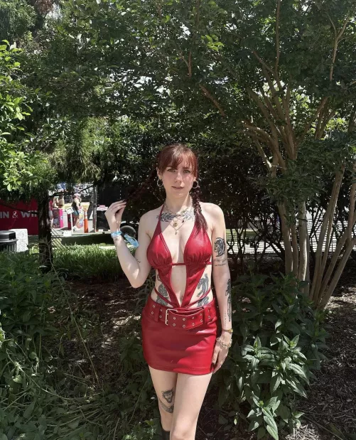 tattoos and red leather… definitely turned some heads at Lovin Life Music Festival 