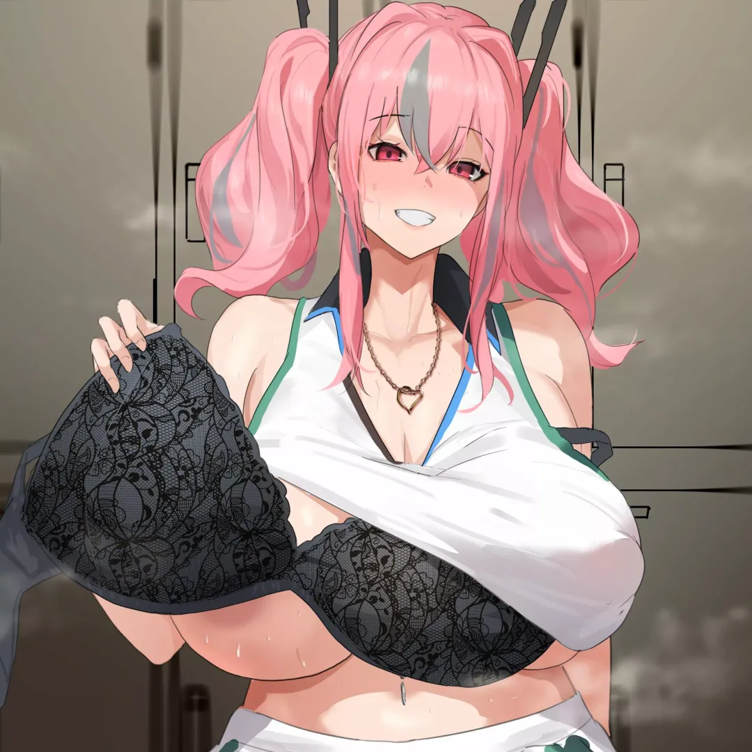Tennis Bremerton taking off her bra (aji) [Azur Lane]