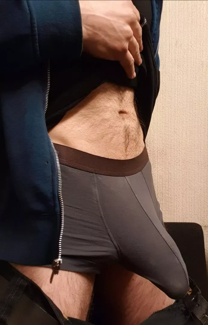Testing the stretch capabilities of my boxer briefs