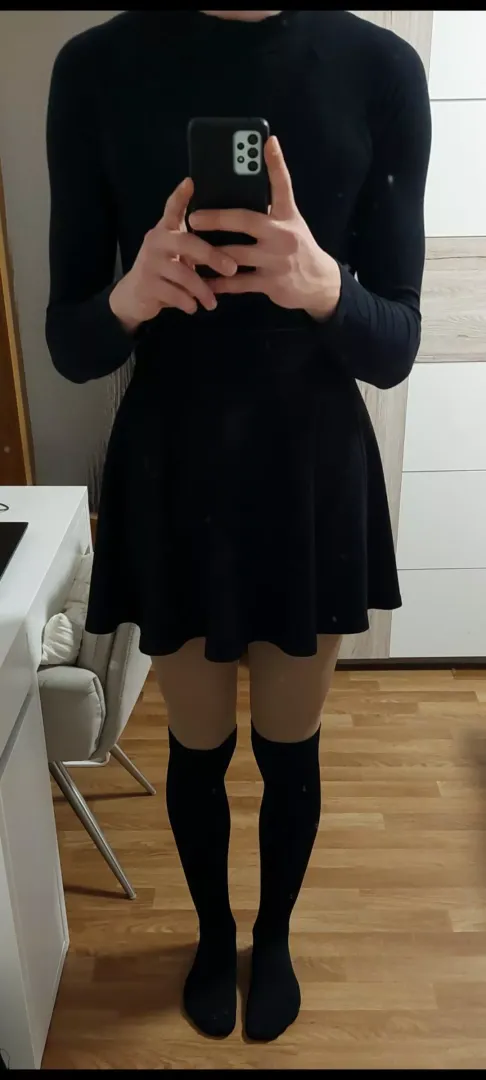 Thank you all for your nice response, today I am wearing all black with nude pantyhose underneath