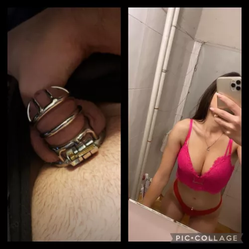 That’s going to be his new home for quite a while, until I decide to let him free 😈🔐 Soon I will have his keys around my neck 😝🤫