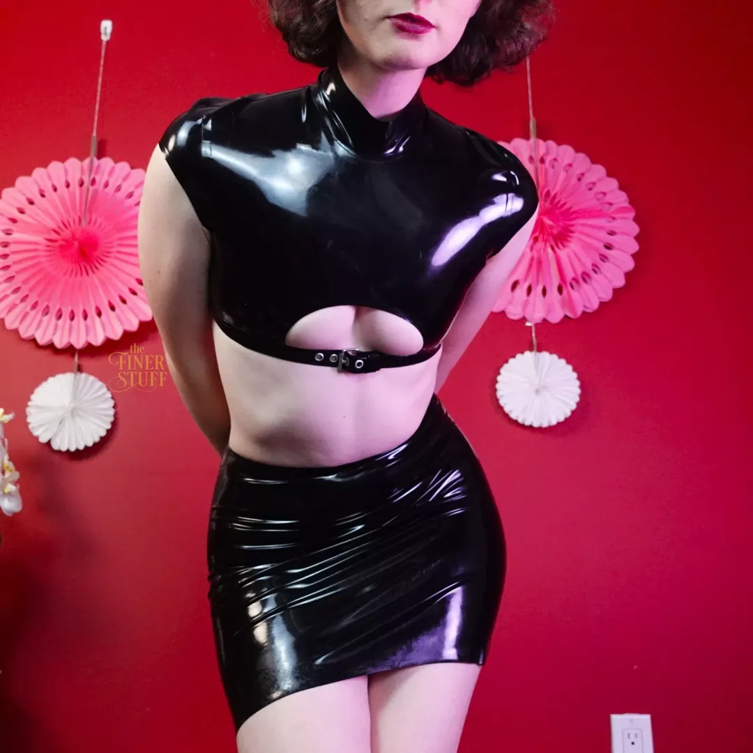 The best thing about this latex top is the keyhole.