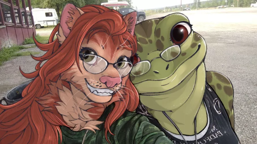 The cat and the frog (my art) (commissions are open!)