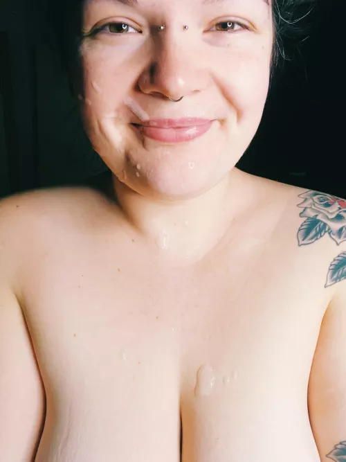 The cheeky grin while covered in his cum.. 😈🥵