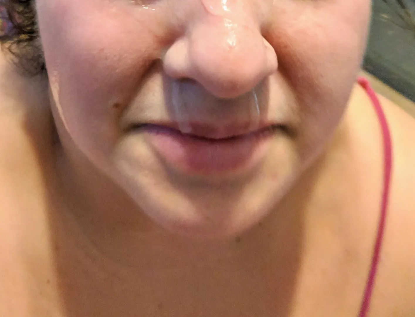 The cum is running down my nose