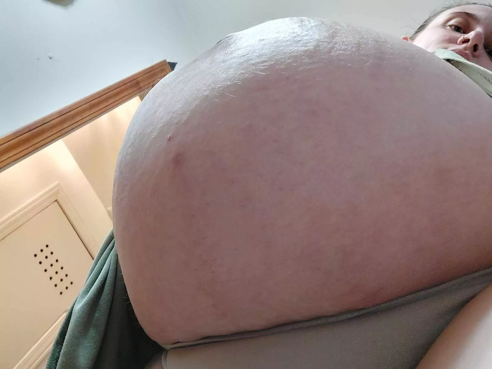 The last thing you see before I rest my big belly on your forehead 😘