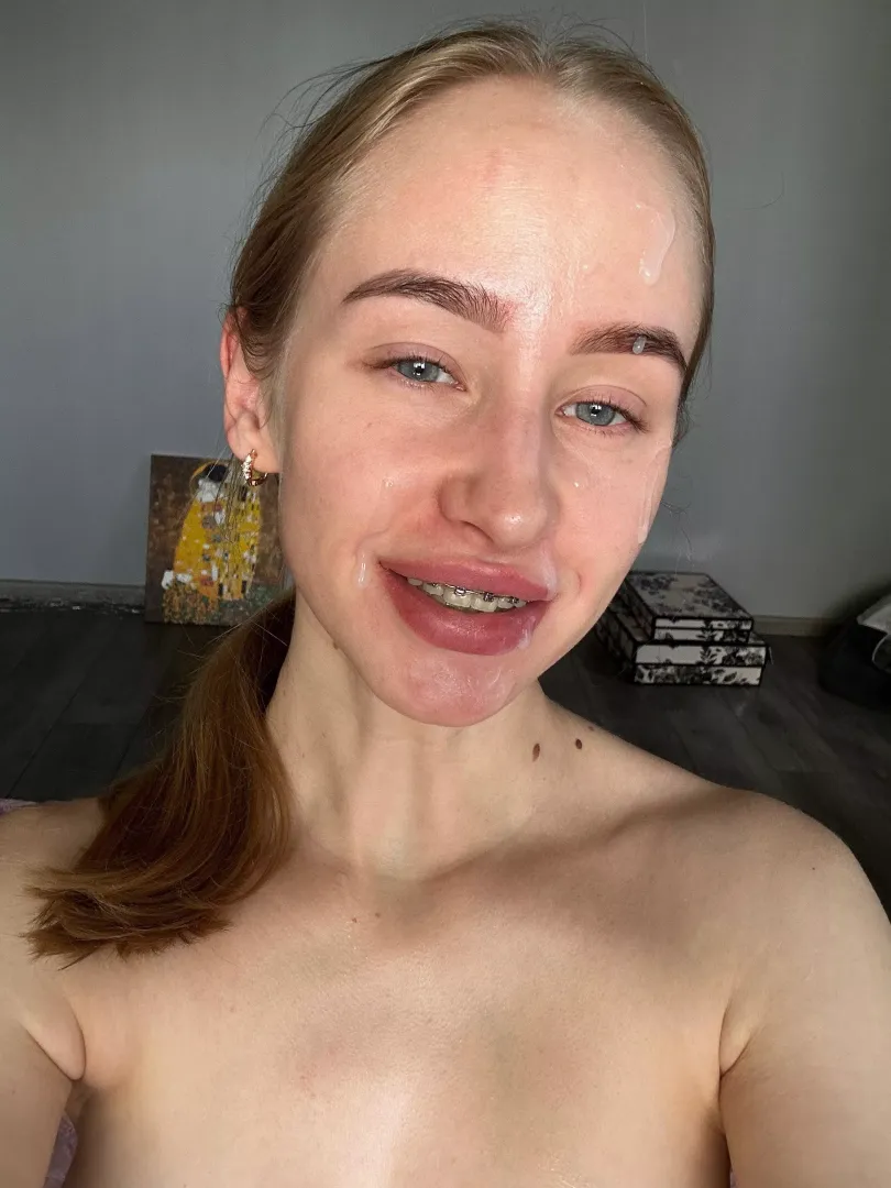 The more tasy cum on my face the wider my teen smile