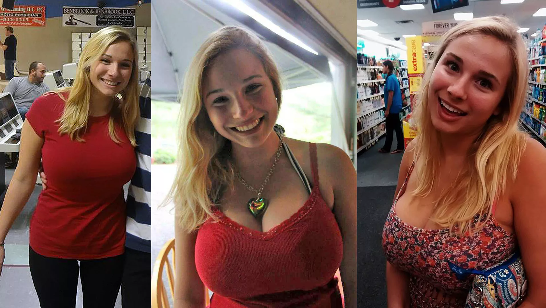 The smiling busty