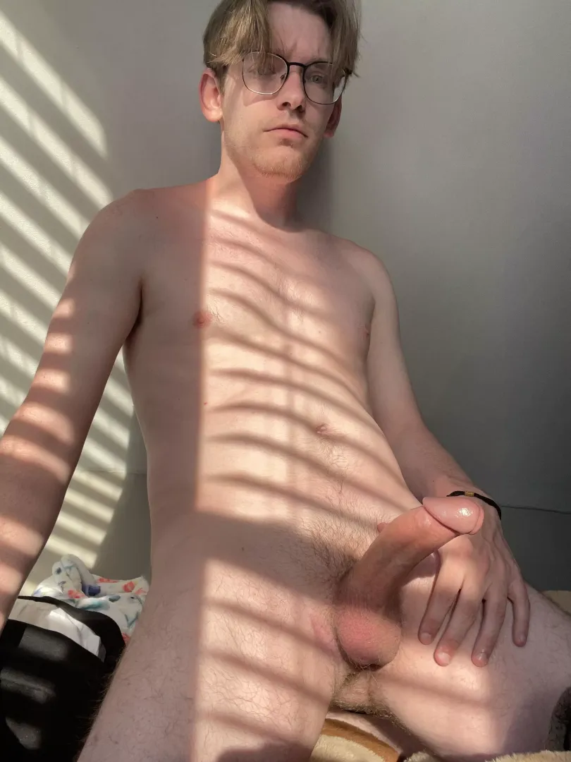 The tip of my cock is begging to have your lips wrapped around it