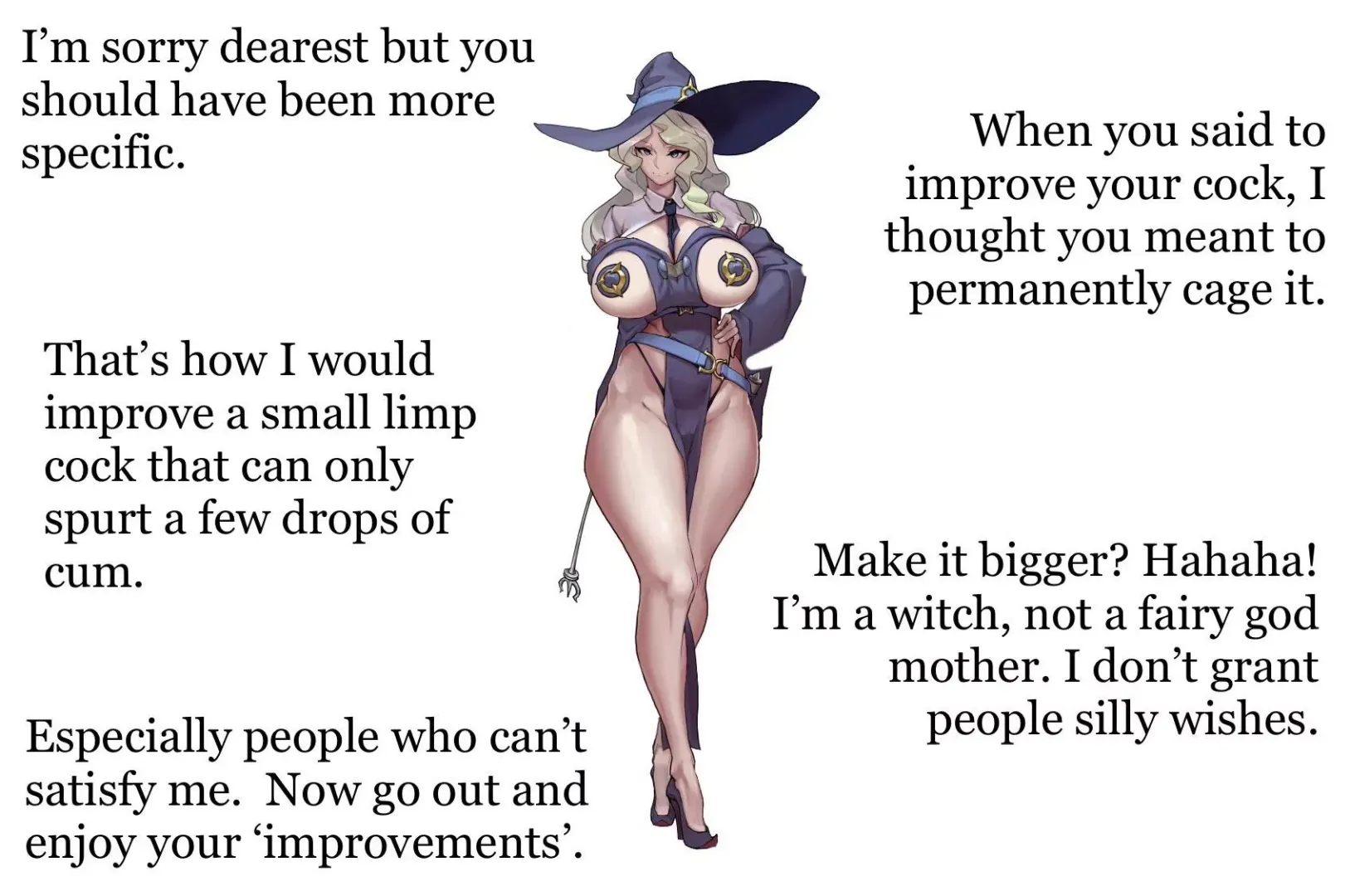 The witch thought this was the best way to improve your cock. [femdom], [SPH], [chastity]