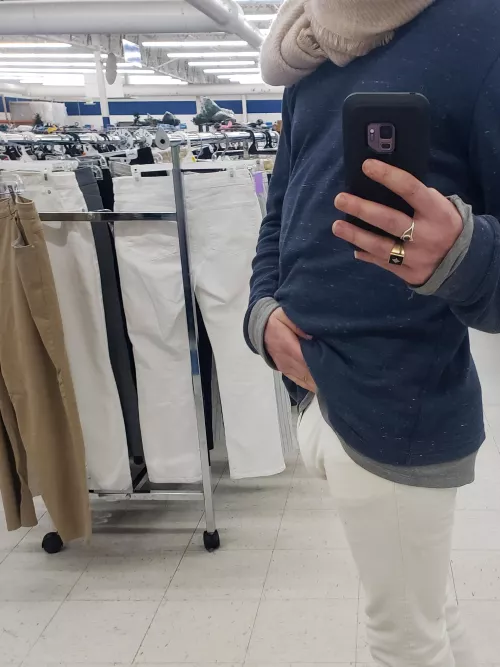 These new white pants fit like a charm.