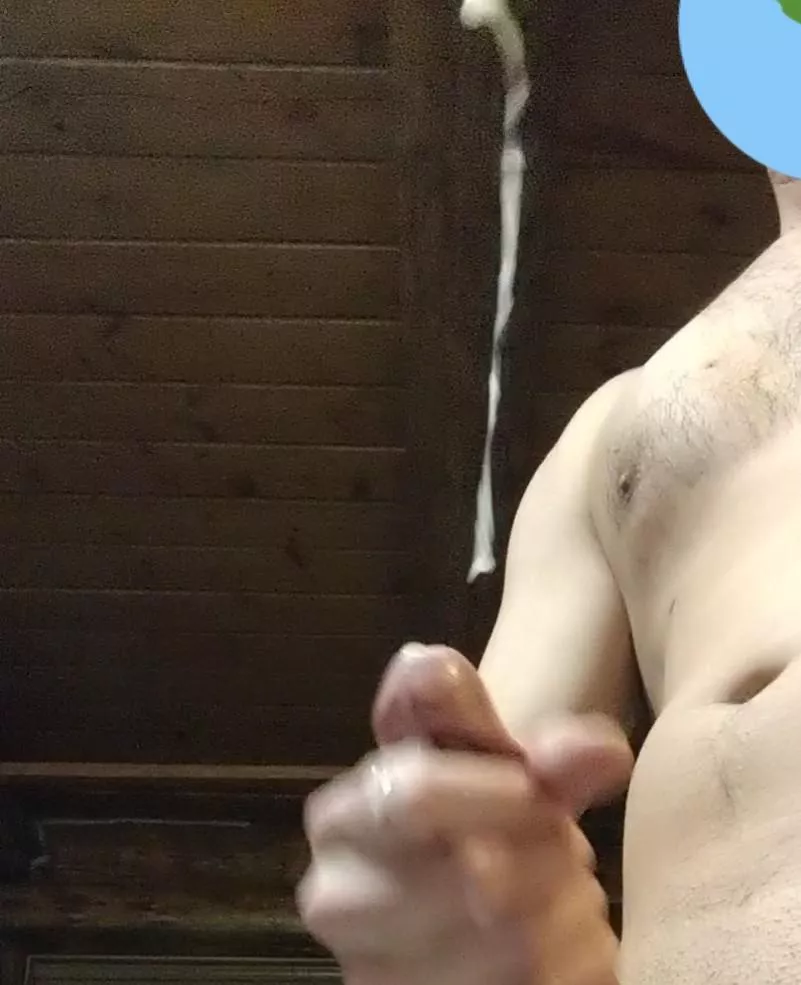 Thick creamy rope shot into the air