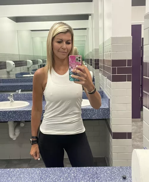 Think anyone in the gym noticed my MILF pokies? I bet they didn’t.