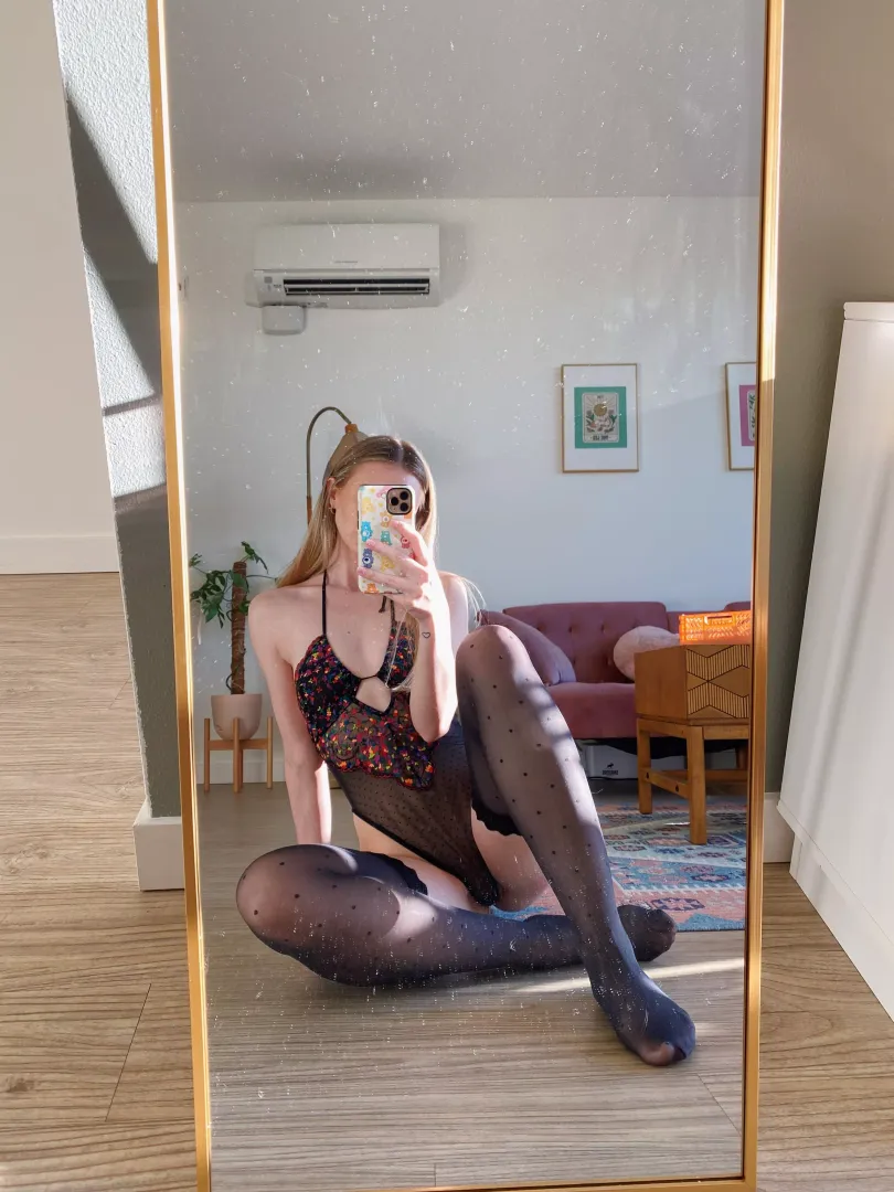 this is my first time wearing thigh highs with a bodysuit…i like it
