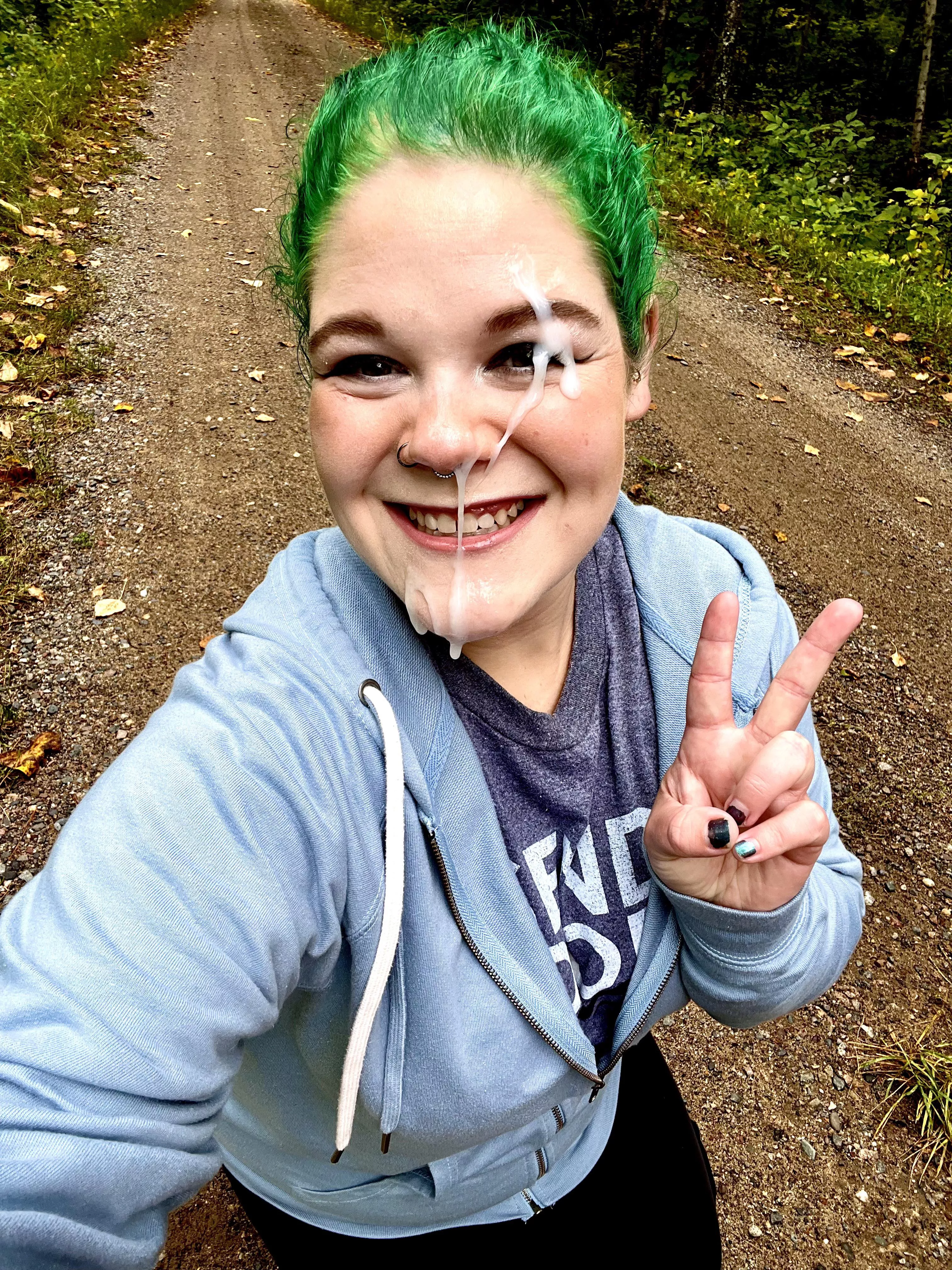 This milf loves nature walks and facials so I put them together.