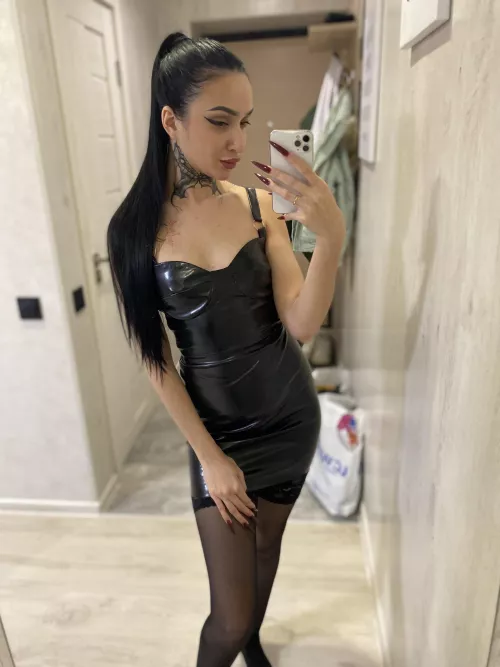 Tight leather dress